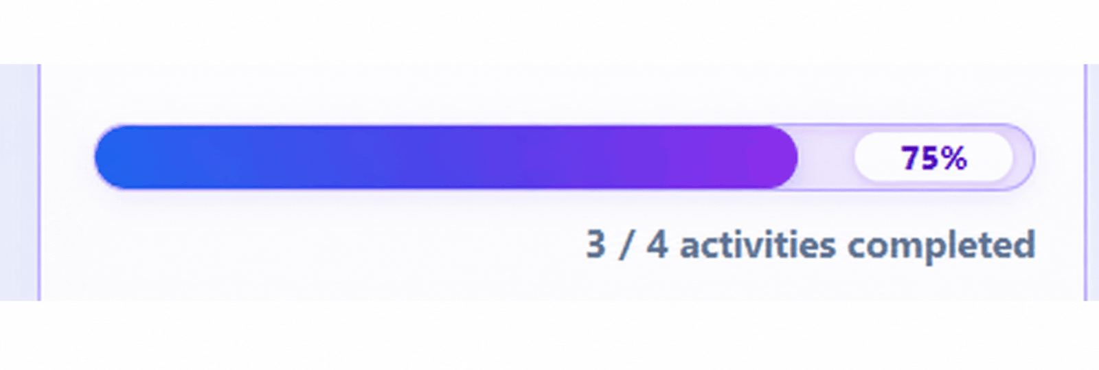 Go further progress bar at 75 percent with three of four activities completed