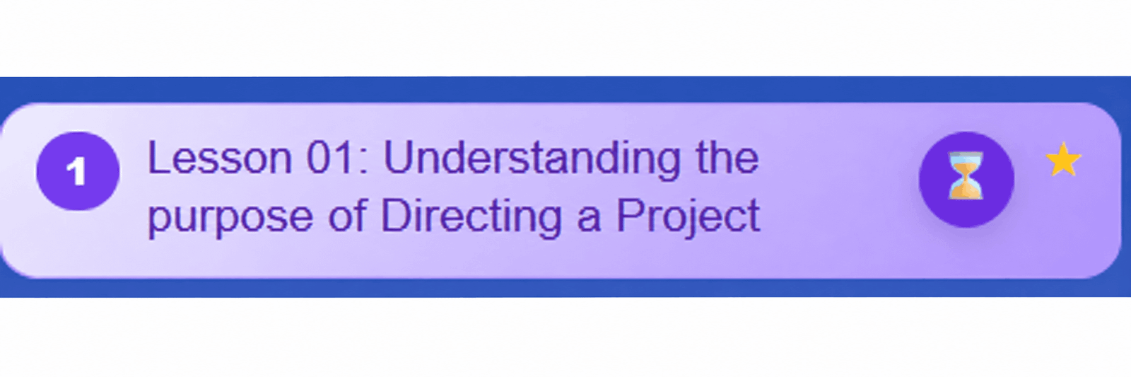 Completed lesson displayed in purple in the left menu