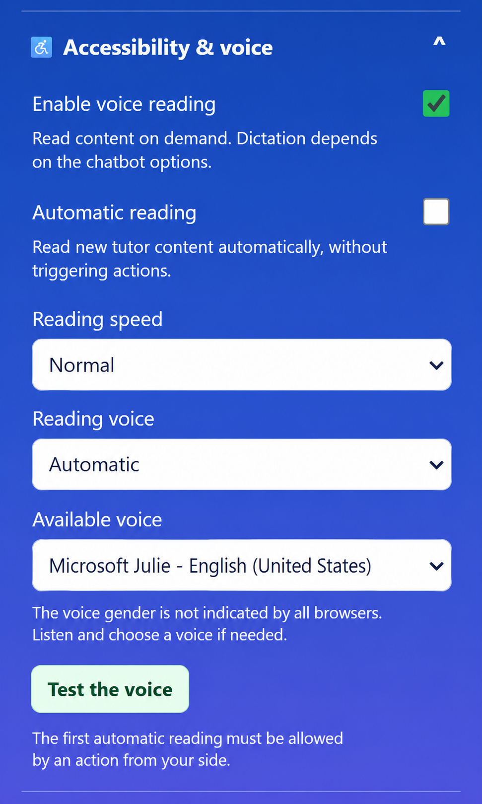 5.1 Accessibility & voice — listen to content